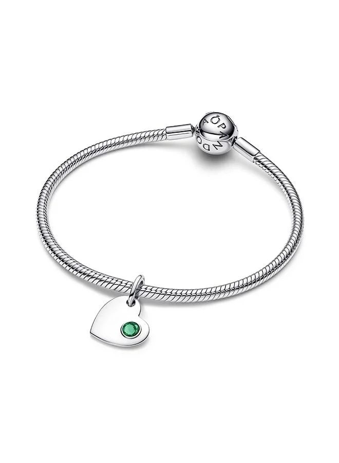 PANDORA May Heart Green Stone Dangle Charm